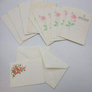 Laurel Cards Appreciation Sympathy Small Vintage Card Set of 6 Pink Roses Floral